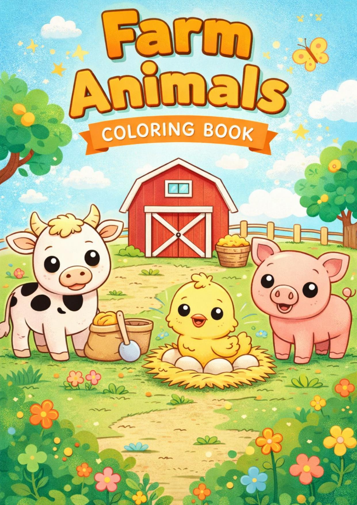 Farm Animals Coloring Book cover