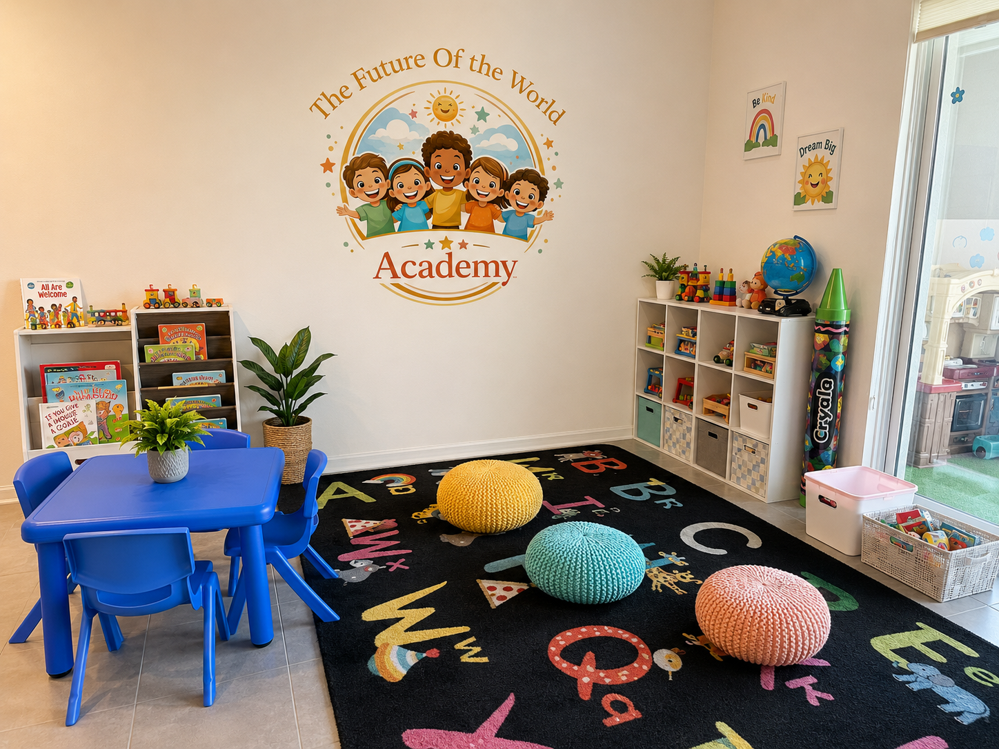 Bright, welcoming classroom at Future of the World Academy